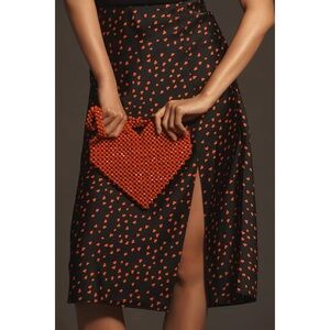 Sanctuary In My Heart Midi Satin Skirt Side Slit size Medium Black Red Cocktail